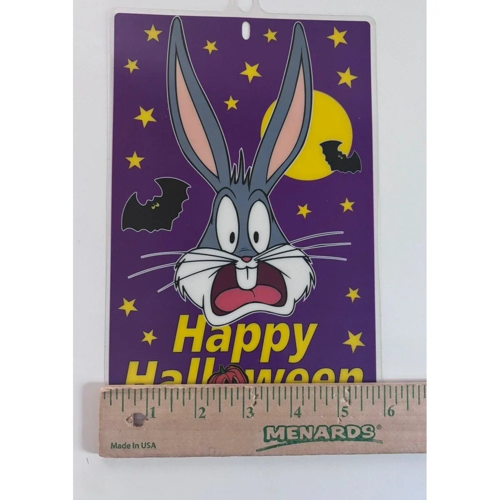 4 VINTAGE LOONEY TUNES‎ HAPPY HALLOWEEN BUGS BUNNY 9x6 Window Suction Cup Hanger
